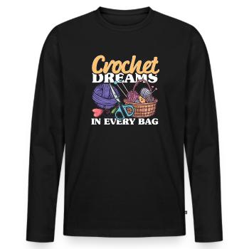 Crochet Knitting Crochet dreams in every bag - Men's Premium Organic Long Sleeve Shirt - black - Front - Nico (187cm)