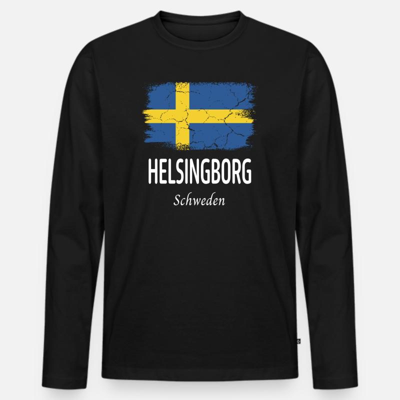 Helsingborg - Männer Premium Bio Langarmshirt - Schwarz