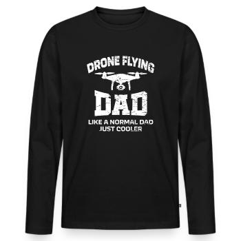 Drone Flying Father Saying - Men's Premium Organic Long Sleeve Shirt - black - Front - Nico (187cm)
