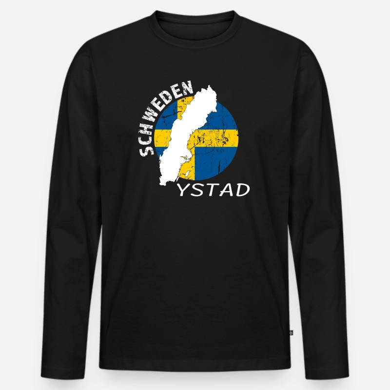Ystad - Männer Premium Bio Langarmshirt - Schwarz