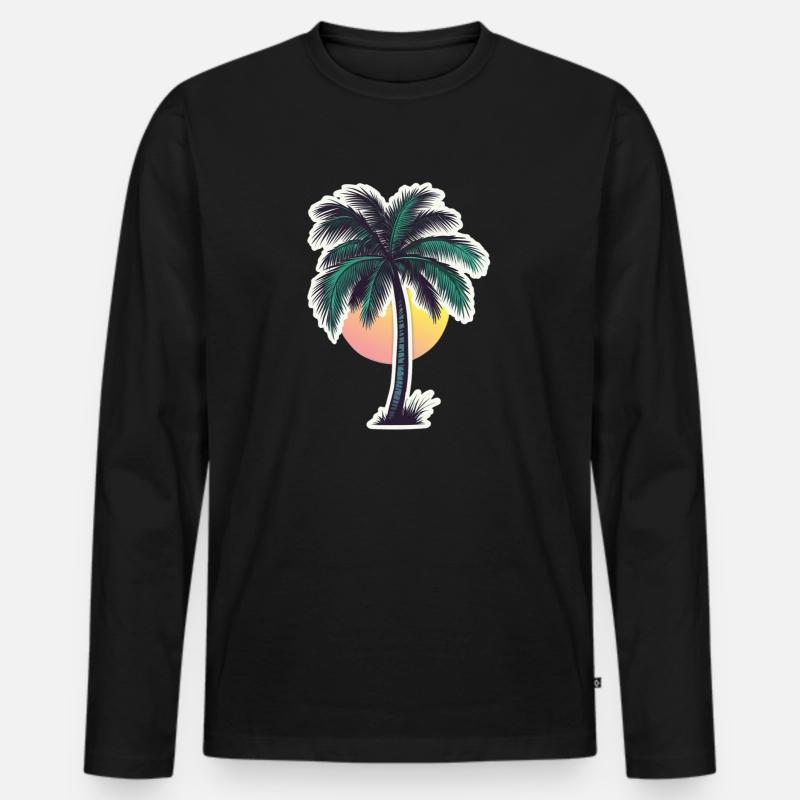 Palme - Männer Premium Bio Langarmshirt - Schwarz