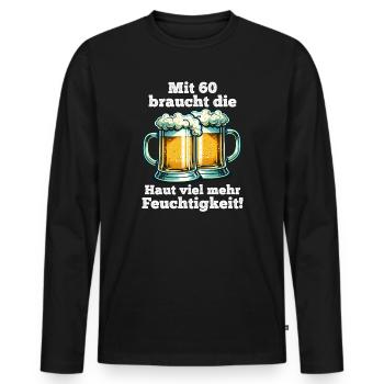 Chopes à bière avec inscription humoristique 60e anniversaire - T-shirt manches longues Premium bio Homme - noir - Devant - Nico (187cm)