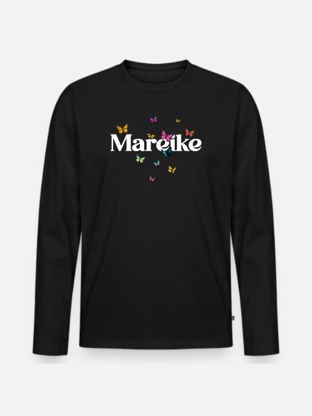 Schöner Mädchenname MAREIKE mit Schmetterlingen  - Männer Premium Bio Langarmshirt - Schwarz