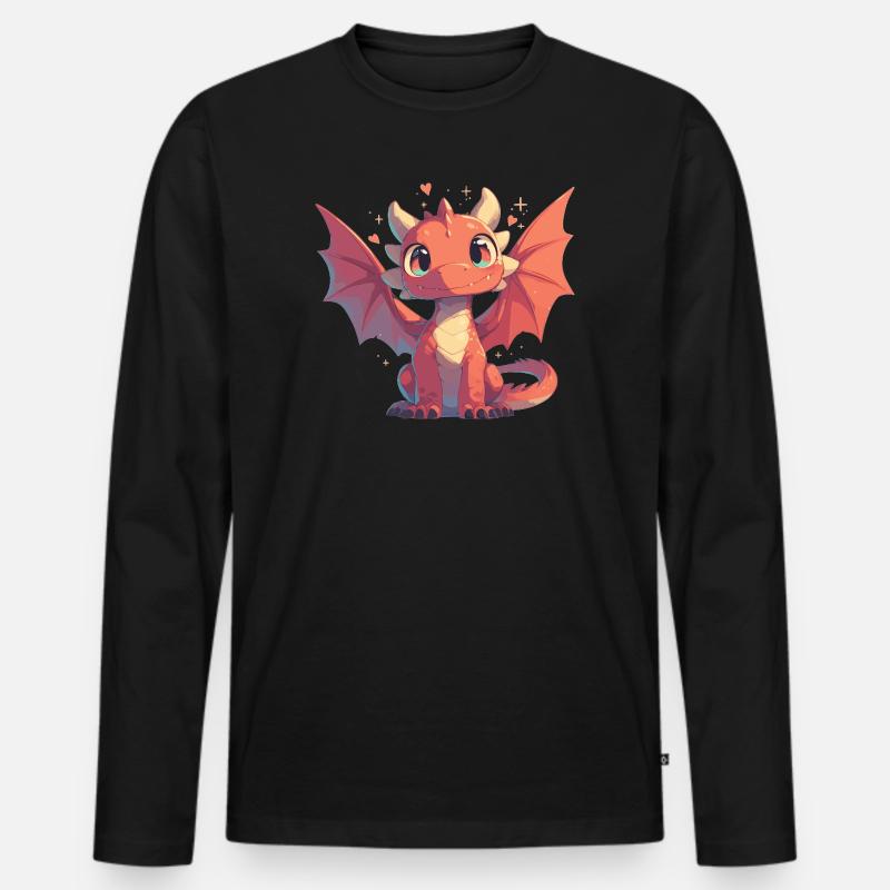 Drachen Drache - Männer Premium Bio Langarmshirt - Schwarz