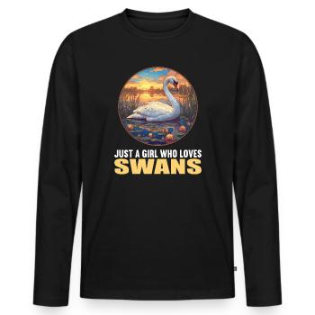 Schwäne Schwan - Männer Premium Bio Langarmshirt - Schwarz - Vorne - Nico (187cm)