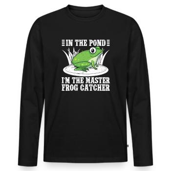 Maître Frog Catcher Dessin animé - T-shirt manches longues Premium bio Homme - noir - Devant - Nico (187cm)