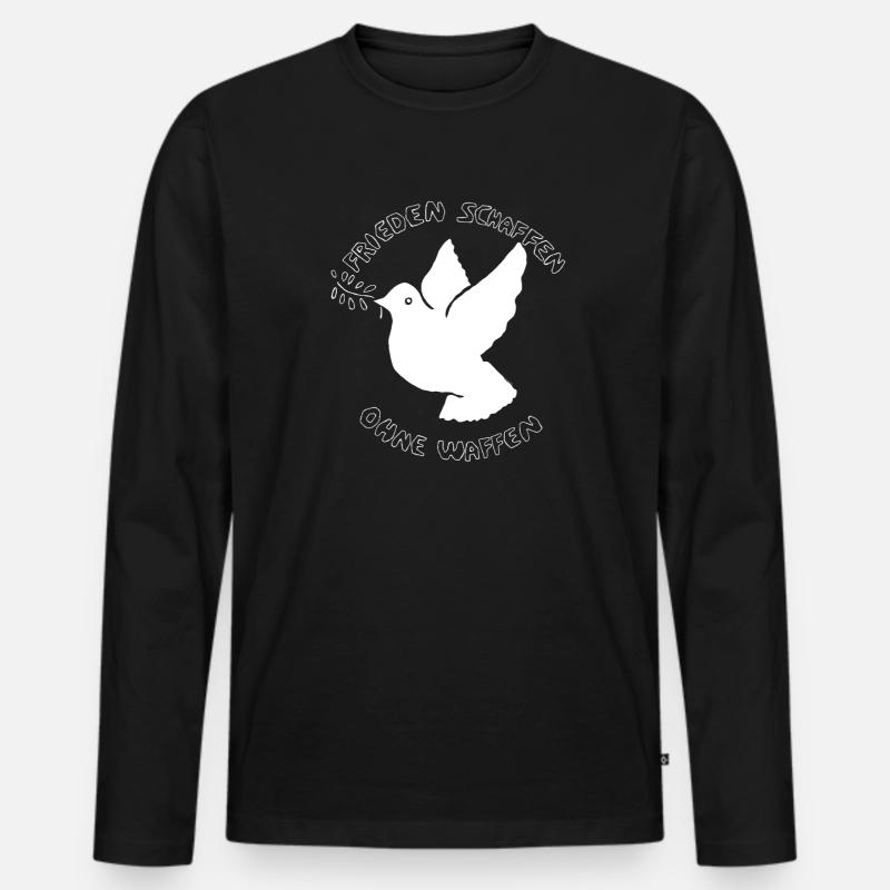 Frieden Schaffen: Friedenshoffnung auf Taube - Männer Premium Bio Langarmshirt - Schwarz