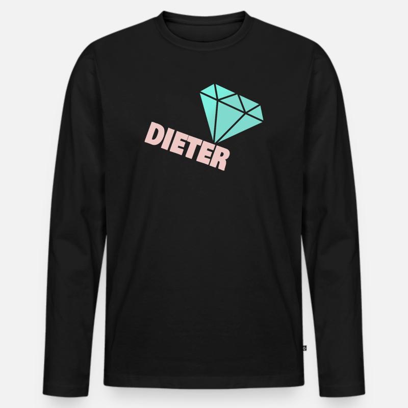 Funkelnder Diamant mit Dieter - Männer Premium Bio Langarmshirt - Schwarz