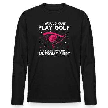 Tu regardes mon putt ? Drôle de conversation sur le golf - T-shirt manches longues Premium bio Homme - noir - Devant - Nico (187cm)