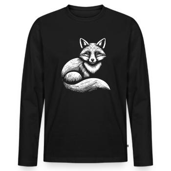 Fox illustration in black and white - Men's Premium Organic Long Sleeve Shirt - black - Front - Nico (187cm)