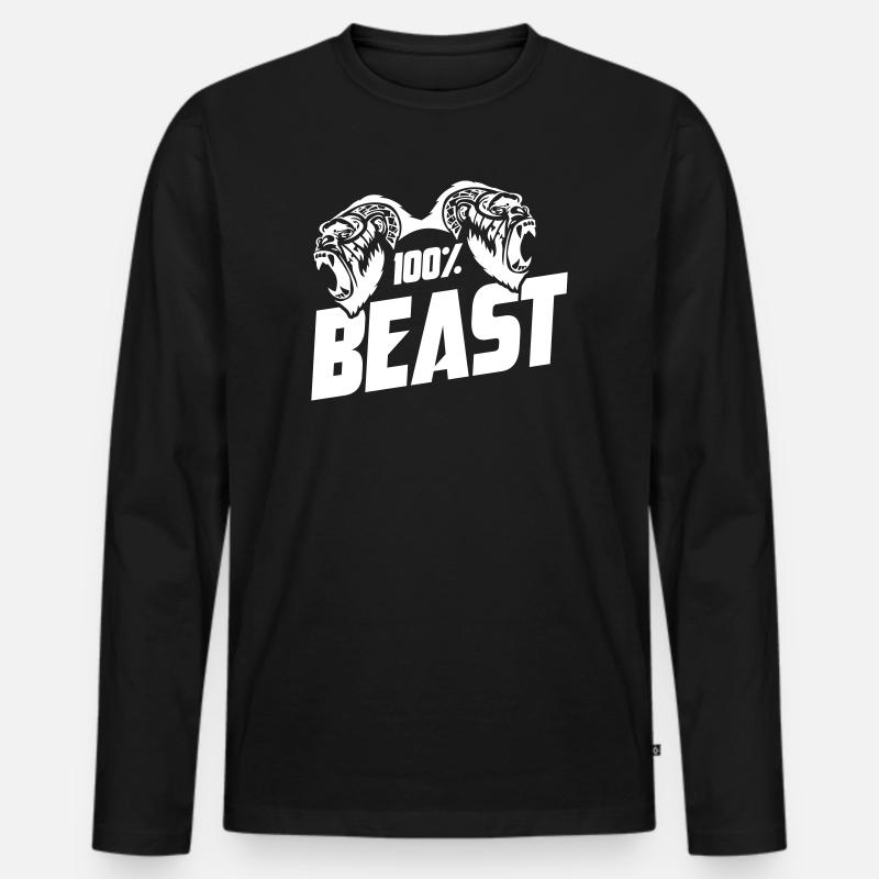 Gorilla Beast Motivation - Männer Premium Bio Langarmshirt - Schwarz