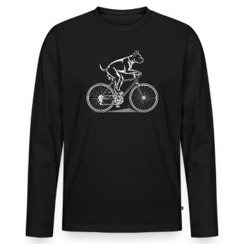 Boxer Dog Driving Bicycle - Männer Premium Bio Langarmshirt - Schwarz - Vorne - Nico (187cm)
