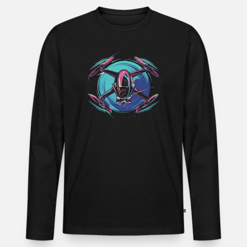 Dynamic Drone - Männer Premium Bio Langarmshirt - Schwarz