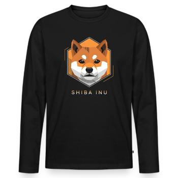 Shiba Inu Geometric – Low Poly Portrait - Men's Premium Organic Long Sleeve Shirt - black - Front - Nico (187cm)