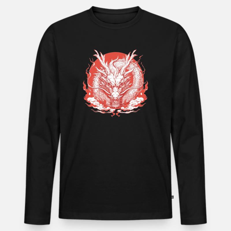 Drachen Drache - Männer Premium Bio Langarmshirt - Schwarz