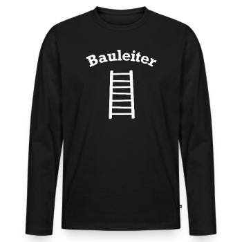Bauleiter Outfit Handwerker - Männer Premium Bio Langarmshirt - Schwarz - Vorne - Nico (187cm)