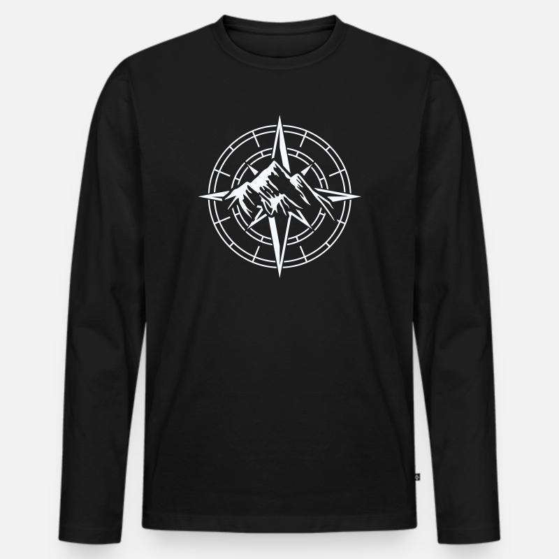 Abenteuer Kompass Design - Männer Premium Bio Langarmshirt - Schwarz