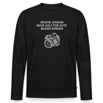 Photographer good pictures SLR camera humor - Men's Premium Organic Long Sleeve Shirt - black - Front - Nico (187cm)