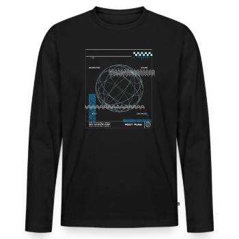 New Wave Music - Futuristische Globus-Digitalkunst - Männer Premium Bio Langarmshirt - Schwarz - Vorne - Nico (187cm)