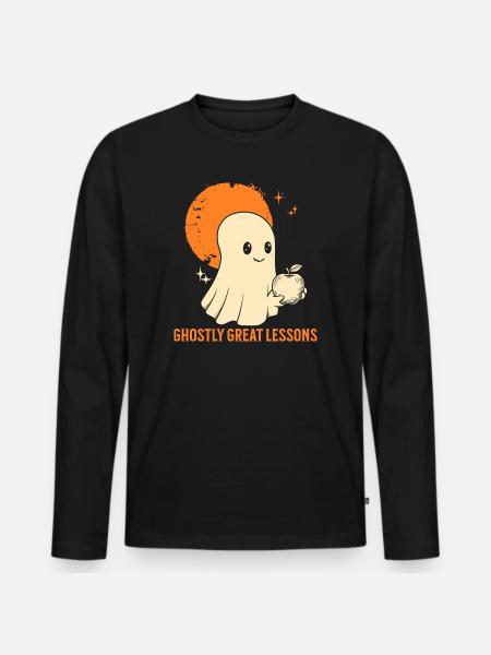 Funny Teacher Skeleton Halloween Classroom - Men's Premium Organic Long Sleeve Shirt - black