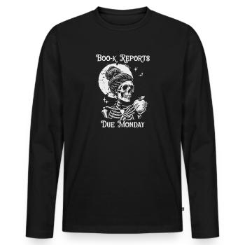 Funny Teacher Skeleton Halloween Classroom - Men's Premium Organic Long Sleeve Shirt - black - Front - Nico (187cm)