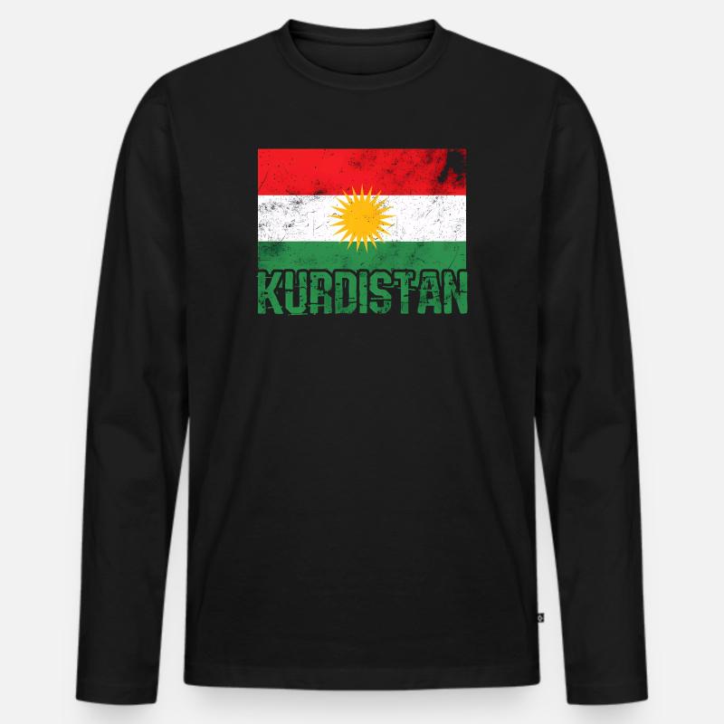 Kurdisches Friedenssymbol mit Kurdistan Kurden  - Männer Premium Bio Langarmshirt - Schwarz