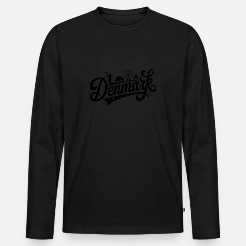 Dänemark - Souvenir-Design - Männer Premium Bio Langarmshirt - Schwarz