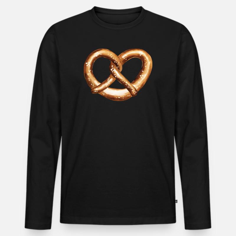 Herzförmige Brezel - Männer Premium Bio Langarmshirt - Schwarz