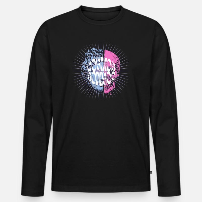 Kosmisches Totenkopf-Typografie-Design - Männer Premium Bio Langarmshirt - Schwarz