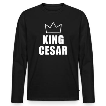 T-shirt avec couronne du roi César – Nom commençant par C - T-shirt manches longues Premium bio Homme - noir - Devant - Nico (187cm)