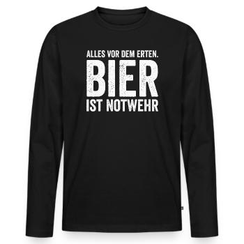 Beer is self-defense saying - Men's Premium Organic Long Sleeve Shirt - black - Front - Nico (187cm)