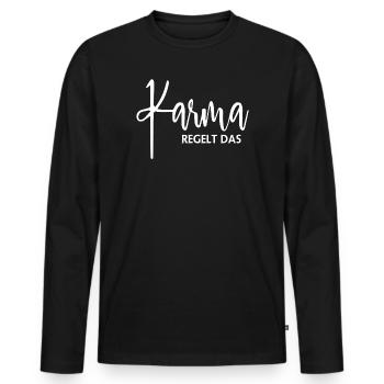 Karma Governs Yoga - Men's Premium Organic Long Sleeve Shirt - black - Front - Nico (187cm)
