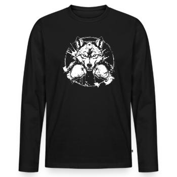 Wolf Boxer Boxen MMA - Männer Premium Bio Langarmshirt - Schwarz - Vorne - Nico (187cm)