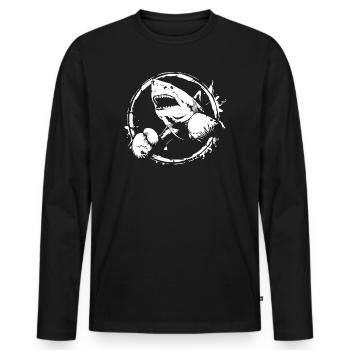 Shark Boxer Boxing MMA - Men's Premium Organic Long Sleeve Shirt - black - Front - Nico (187cm)