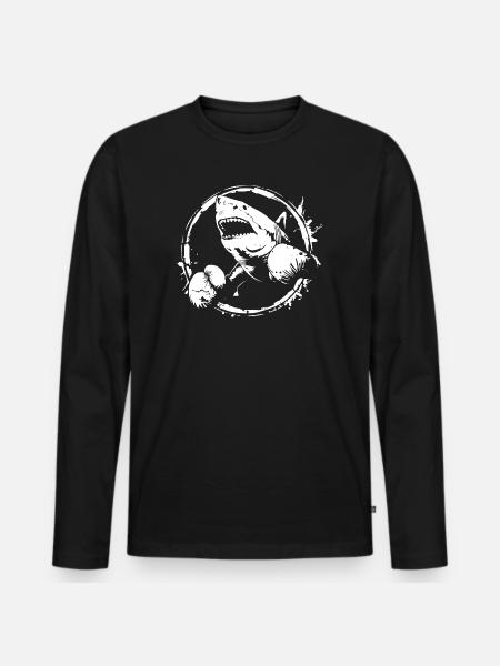 Shark Boxer Boxing MMA - Men's Premium Organic Long Sleeve Shirt - black