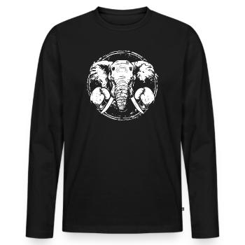 Elephant Boxer Boxing MMA - Men's Premium Organic Long Sleeve Shirt - black - Front - Nico (187cm)