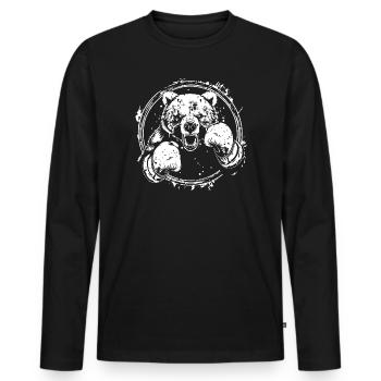 Grizzly Bear Boxer Boxing MMA - Men's Premium Organic Long Sleeve Shirt - black - Front - Nico (187cm)