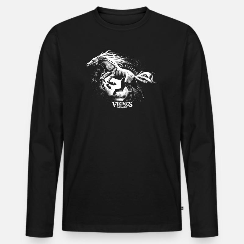 Sleipnir - Männer Premium Bio Langarmshirt - Schwarz