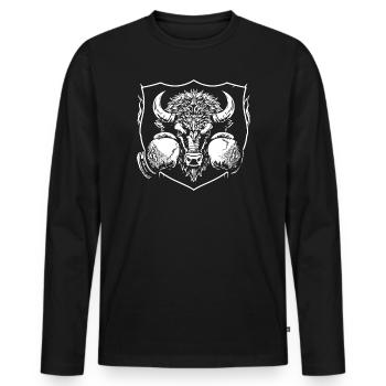 bison-boxeur - T-shirt manches longues Premium bio Homme - noir - Devant - Nico (187cm)