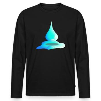 Wassertropfen | Wasser | Natur - Männer Premium Bio Langarmshirt - Schwarz - Vorne - Nico (187cm)