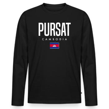 Pursat Cambodge Khmer - T-shirt manches longues Premium bio Homme - noir - Devant - Nico (187cm)