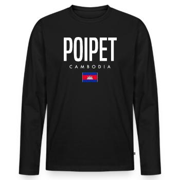 Poipet Cambodge Khmer - T-shirt manches longues Premium bio Homme - noir - Devant - Nico (187cm)