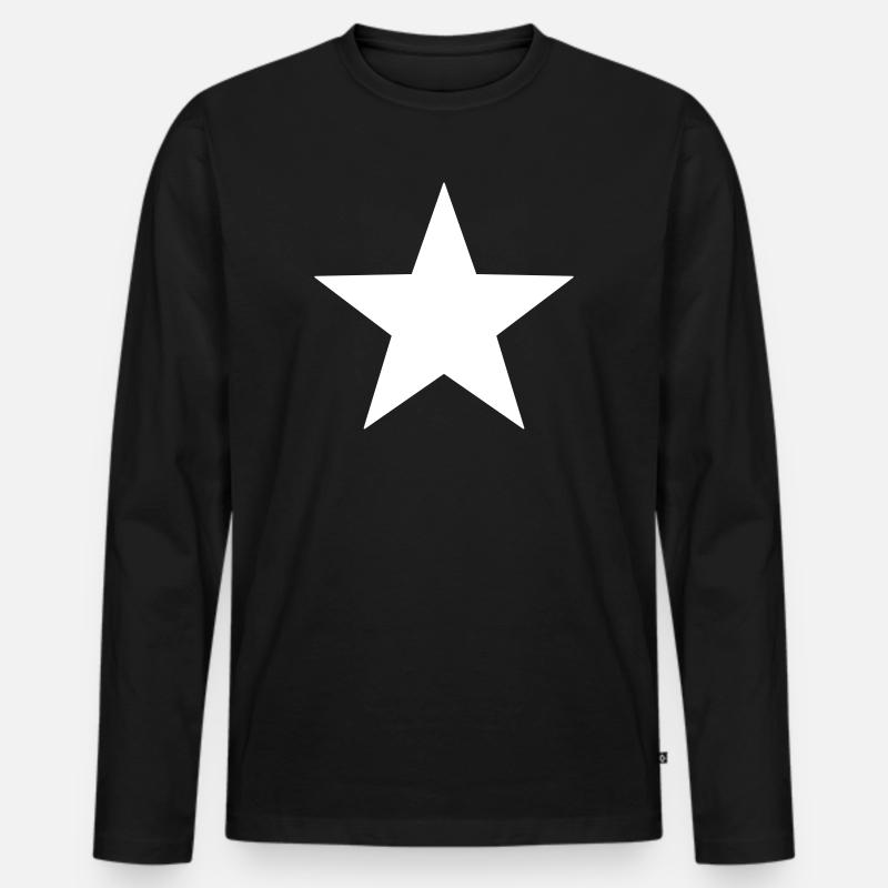 Stern - Männer Premium Bio Langarmshirt - Schwarz