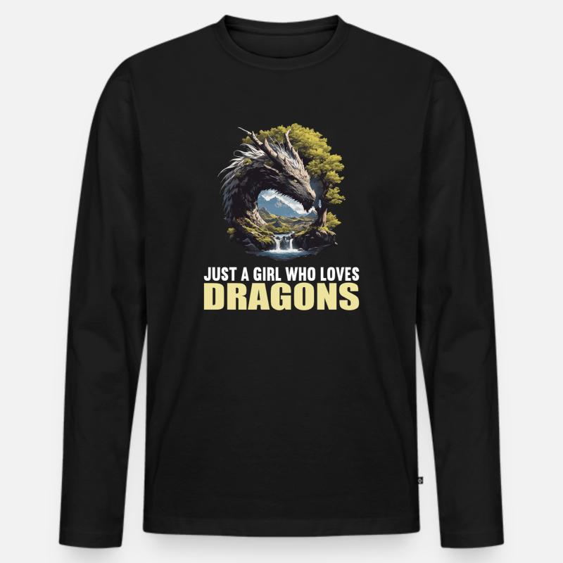 Drachen Drache - Männer Premium Bio Langarmshirt - Schwarz