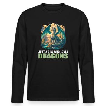 Drachen Drache - Männer Premium Bio Langarmshirt - Schwarz - Vorne - Nico (187cm)