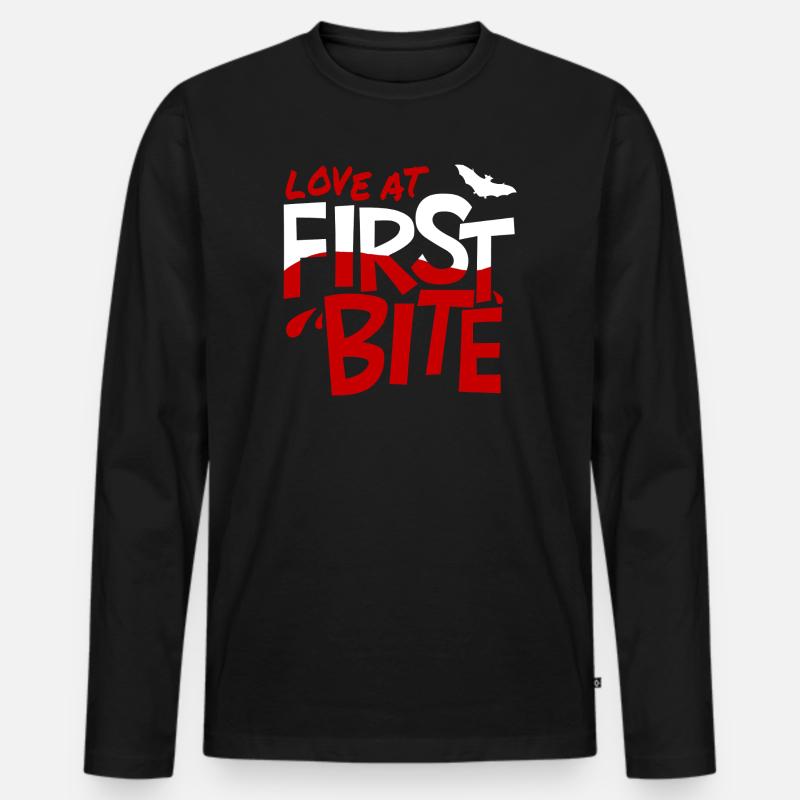 Liebe auf den ersten Biss - Männer Premium Bio Langarmshirt - Schwarz