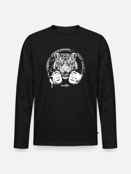 Tiger Boxer Boxing MMA - Men's Premium Organic Long Sleeve Shirt - black