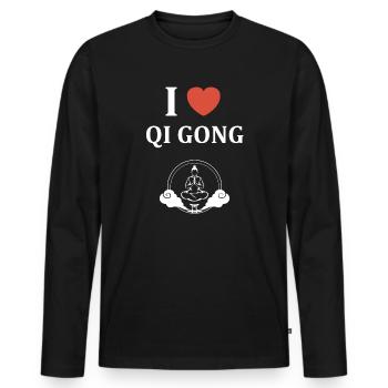 Qi Gong Design Balance and Serenity - Men's Premium Organic Long Sleeve Shirt - black - Front - Nico (187cm)