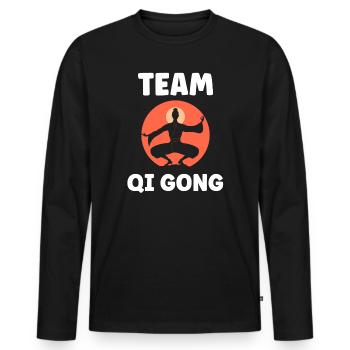 Yoga Qi Gong Group - Men's Premium Organic Long Sleeve Shirt - black - Front - Nico (187cm)