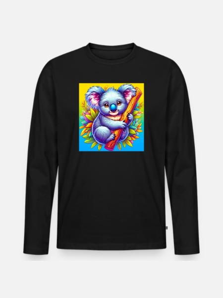 Koala - Men's Premium Organic Long Sleeve Shirt - black